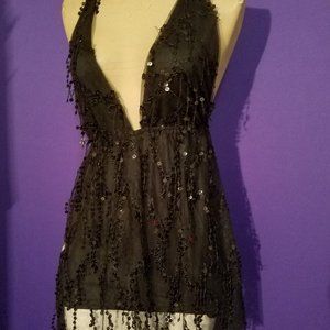 Cousin Couture black Sleeveless romper sequins Sz S
